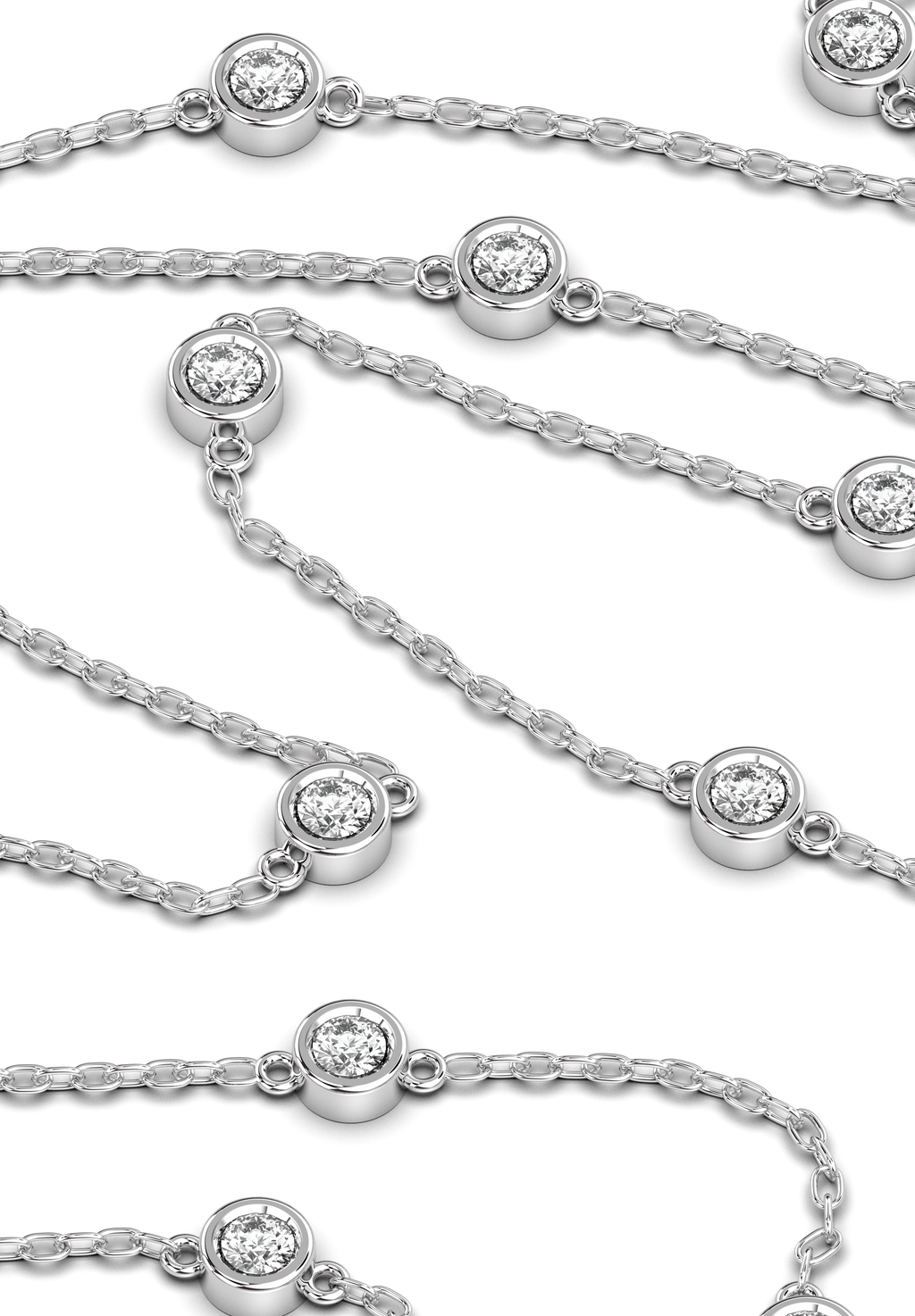 18ct white gold 0.43ct diamond belcher chain 16in
