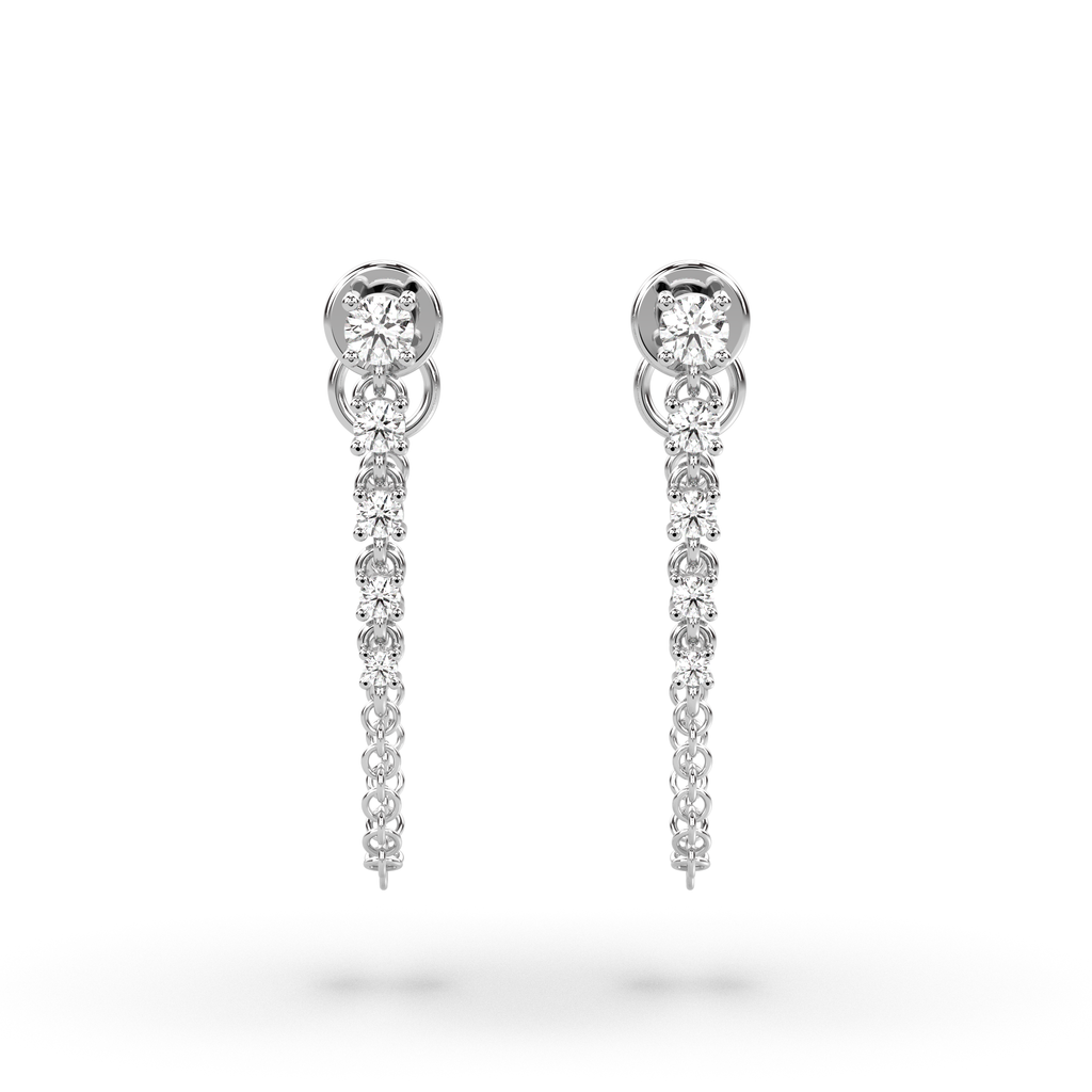 Boucles d'oreilles en or blanc serties d'une chaîne en diamant de 0,51 carat