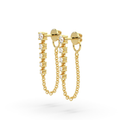 Boucles d'oreilles en or jaune serties de diamants (0,51 ct) et d'une chaîne.