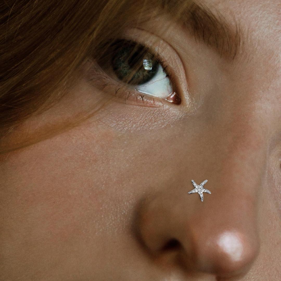Starfish diamond nose jewellery