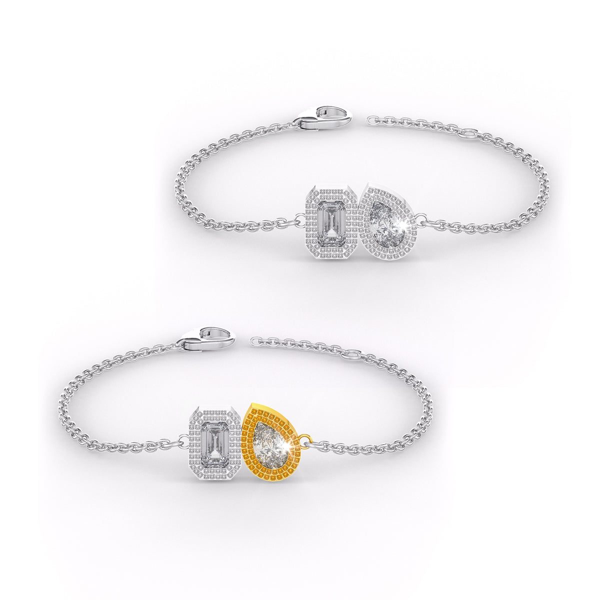  Bracciale Toi Et Moi con diamanti da 0,40 ct in oro bianco 18 ct bicolore