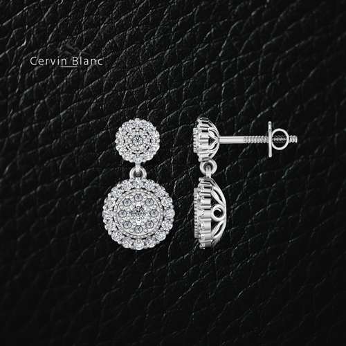 1.25ct Halo Diamond Drop Earrings White Gold
