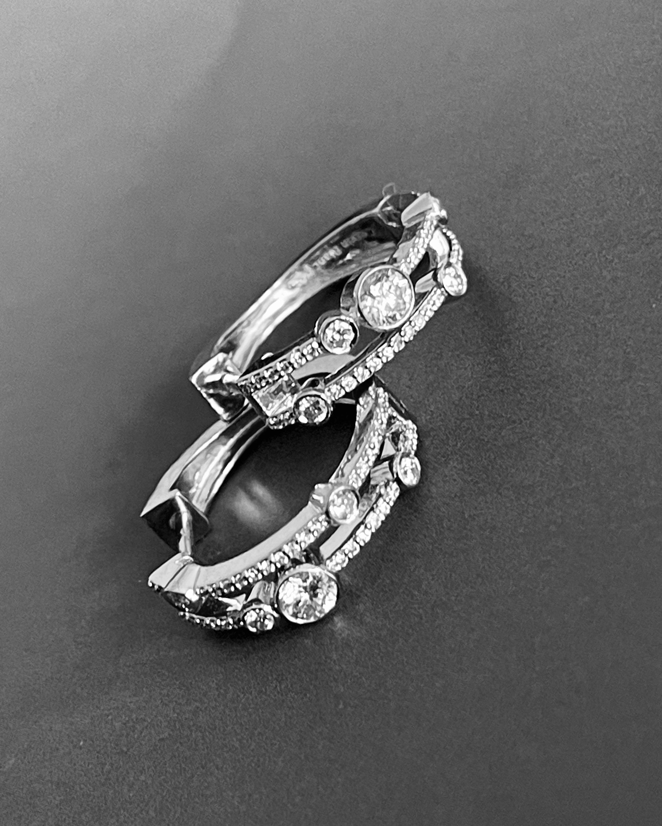 1ct Bubble Diamond Hoop Earrings White Gold