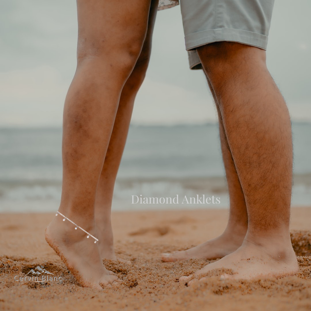 Diamond anklets white best sale gold