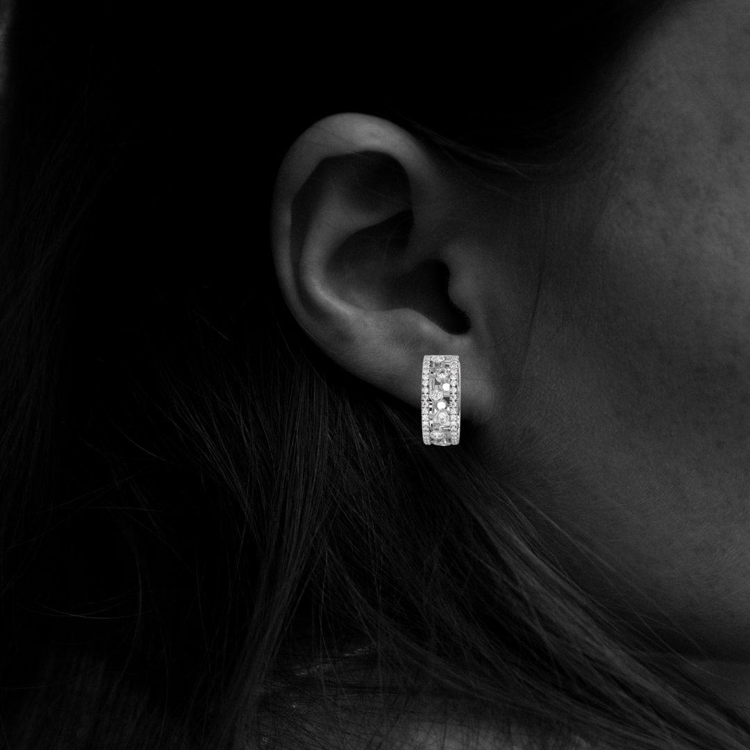 1ct Diamond Bubble Hoop Earrings White Gold
