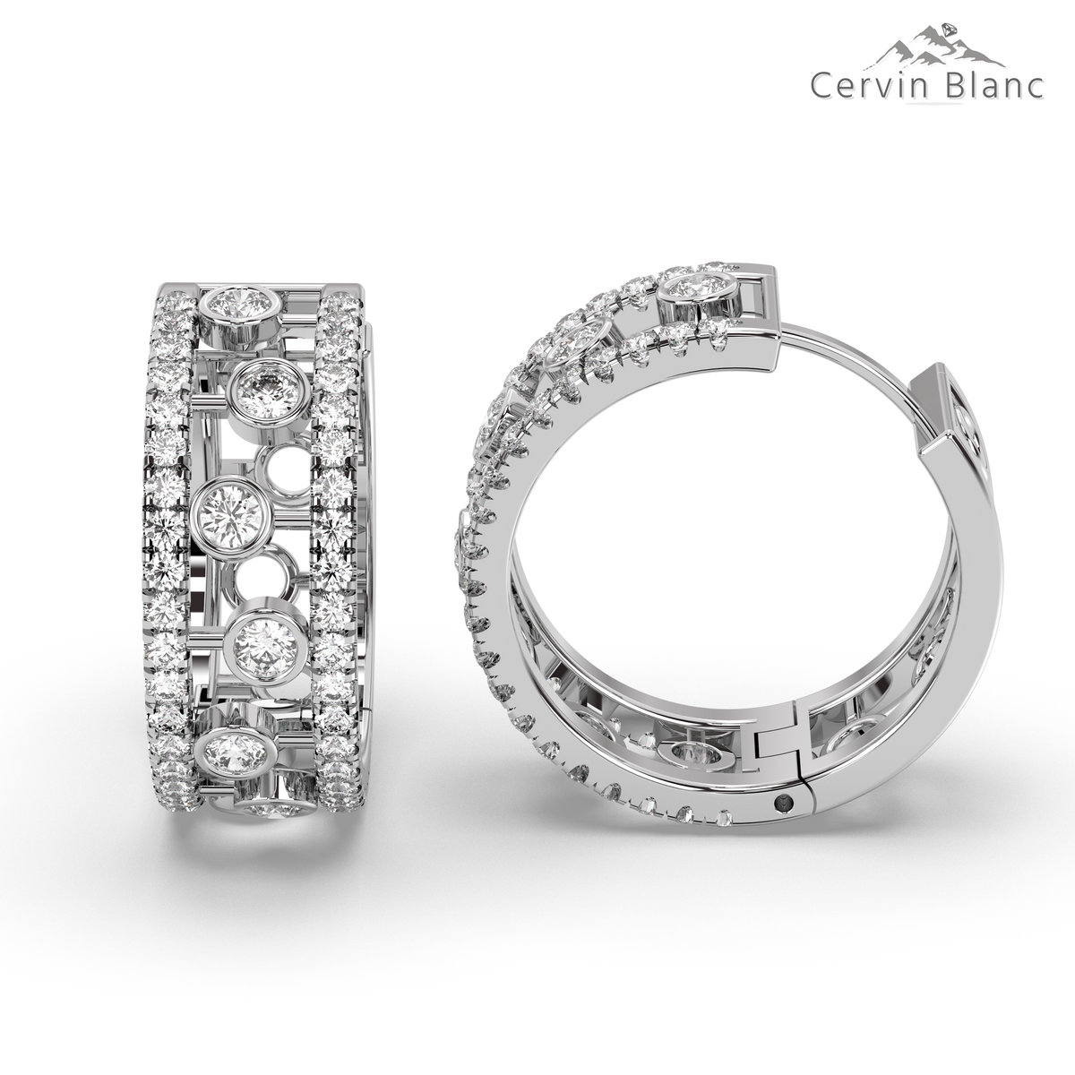 1ct Diamond Bubble Hoop Earrings White Gold