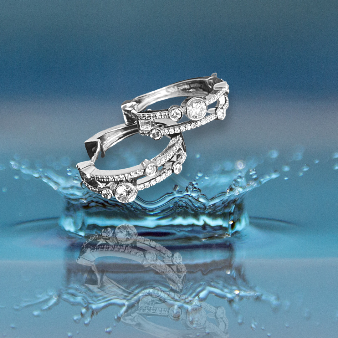 1ct Bubble Diamond Hoop Earrings White Gold