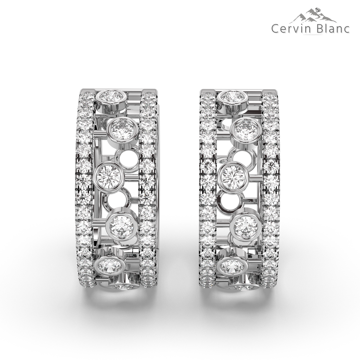 1ct Diamond Bubble Hoop Earrings White Gold