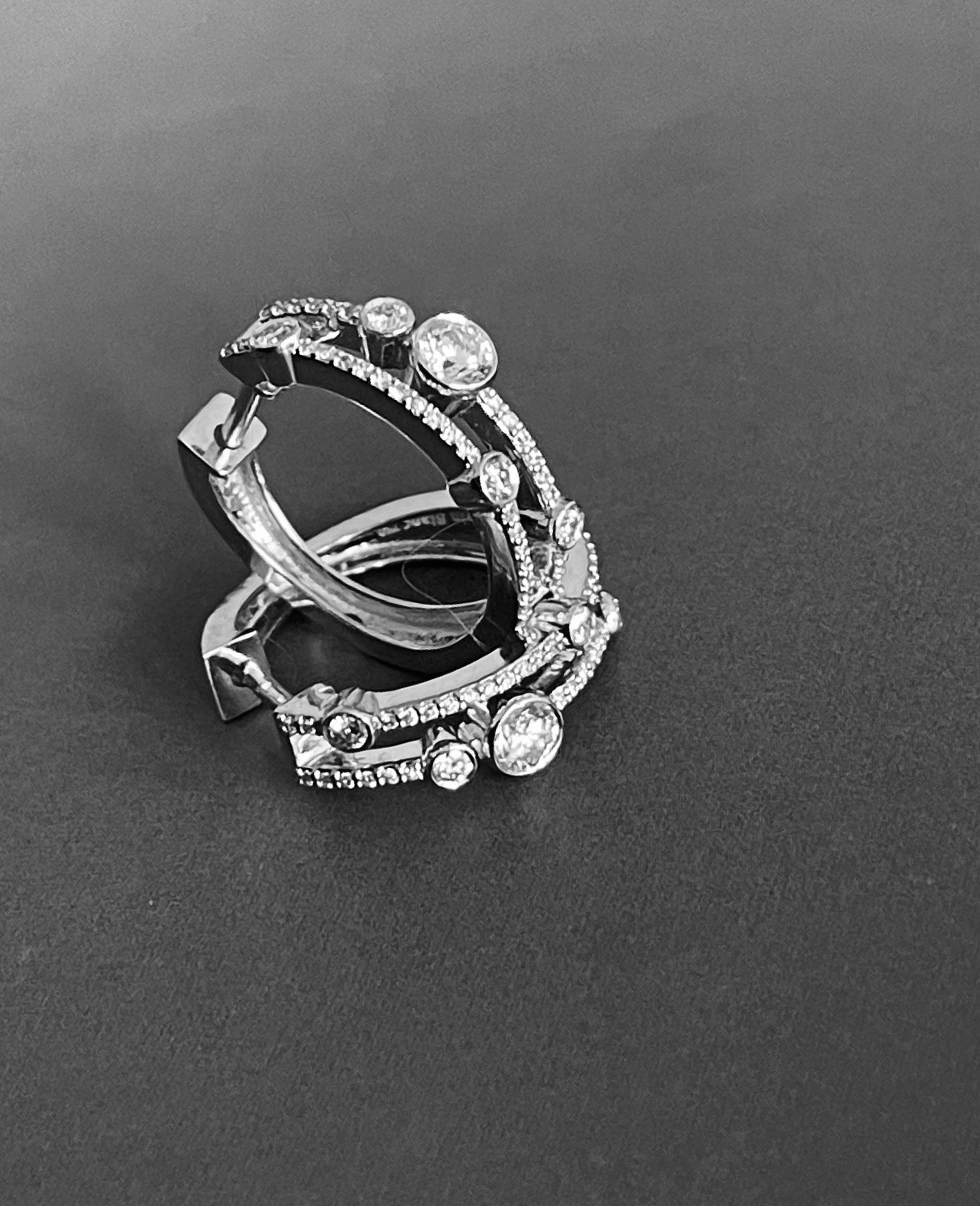 1ct Bubble Diamond Hoop Earrings White Gold