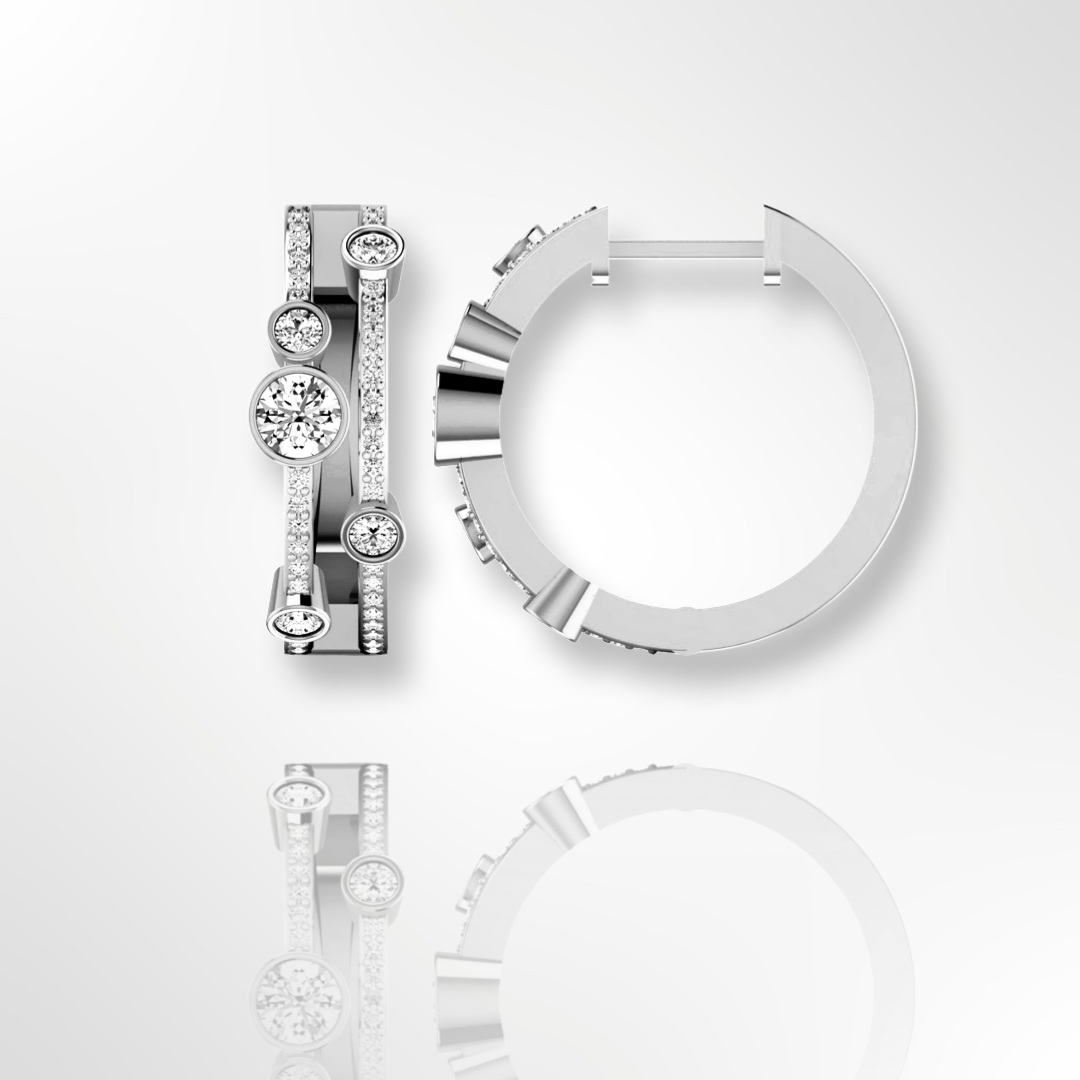 0.70ct Diamond Bubble Hoop Earrings White Gold