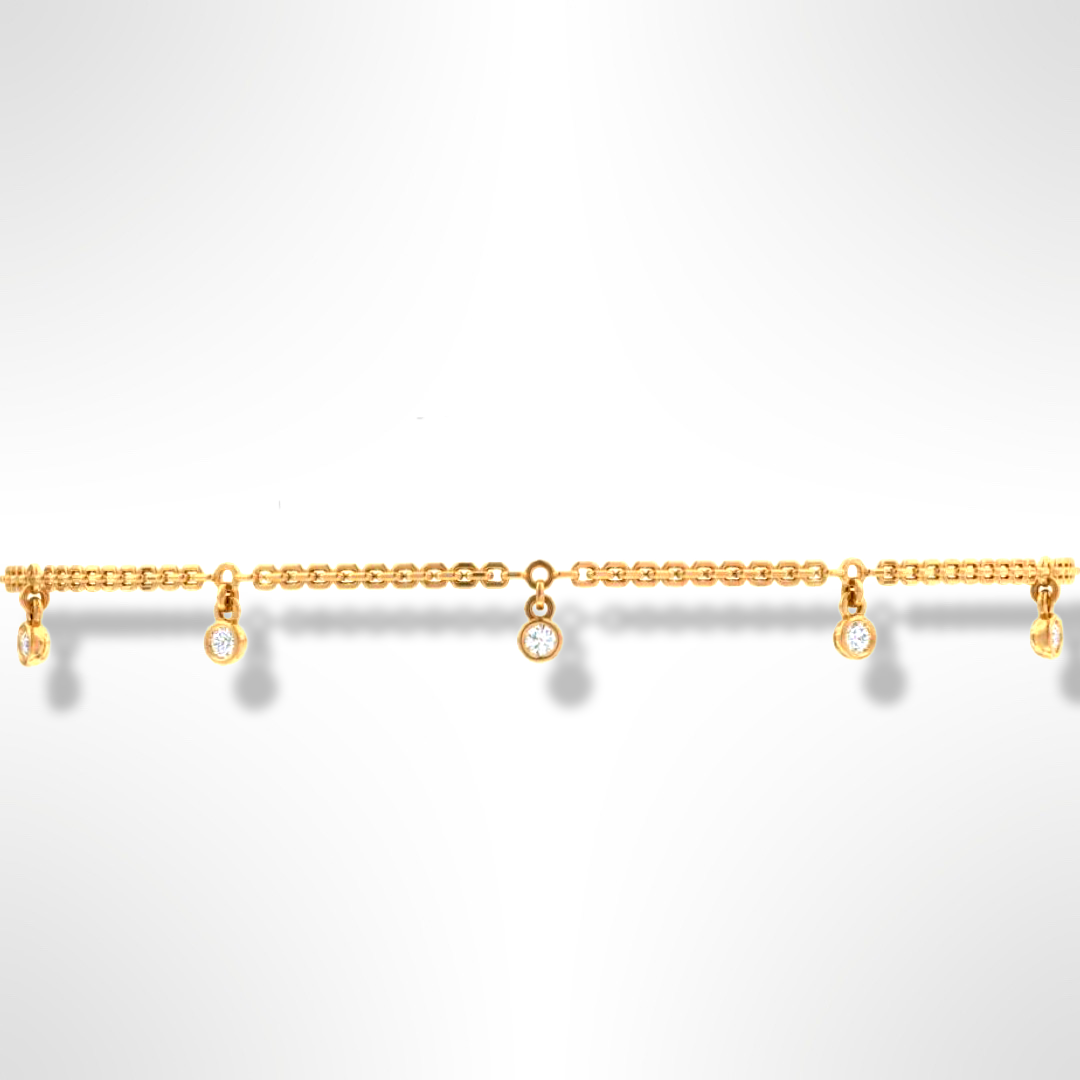 18ct Yellow Gold Diamond Anklet 0.40ct 9 inch