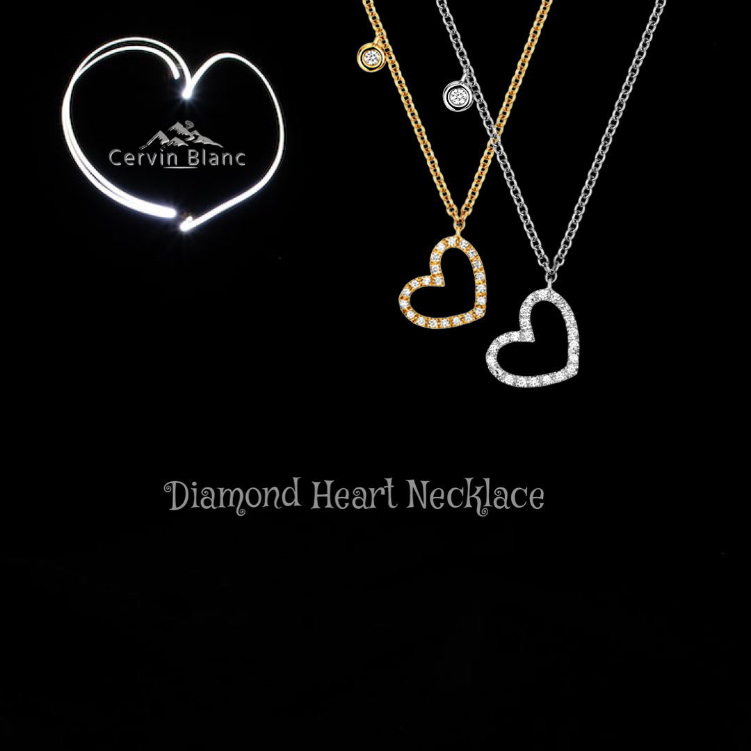 Collier en or blanc 18 carats serti d'un diamant en forme de cœur (0,25 carat).