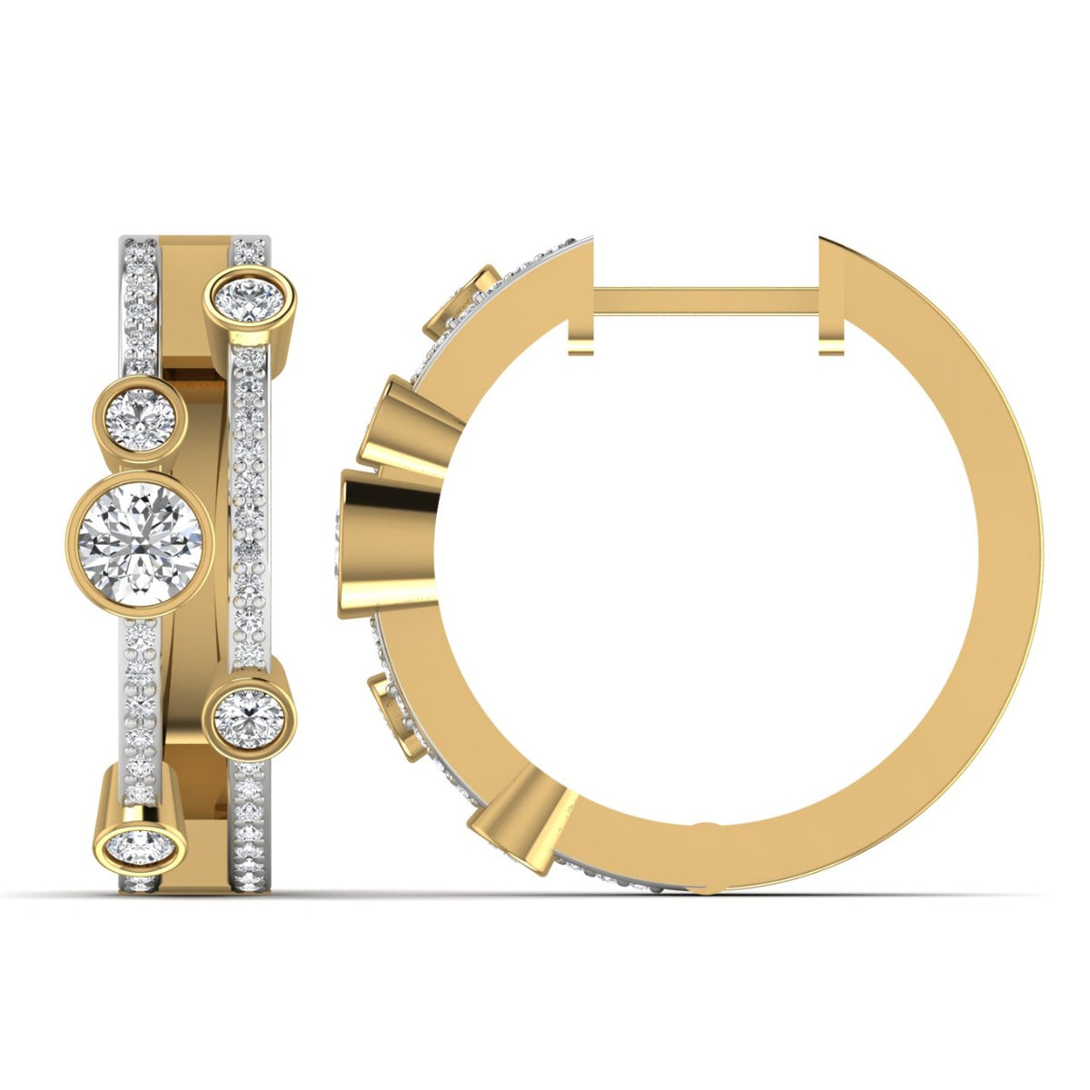 0.70ct Diamond Bubble Hoop Earrings Yellow Gold