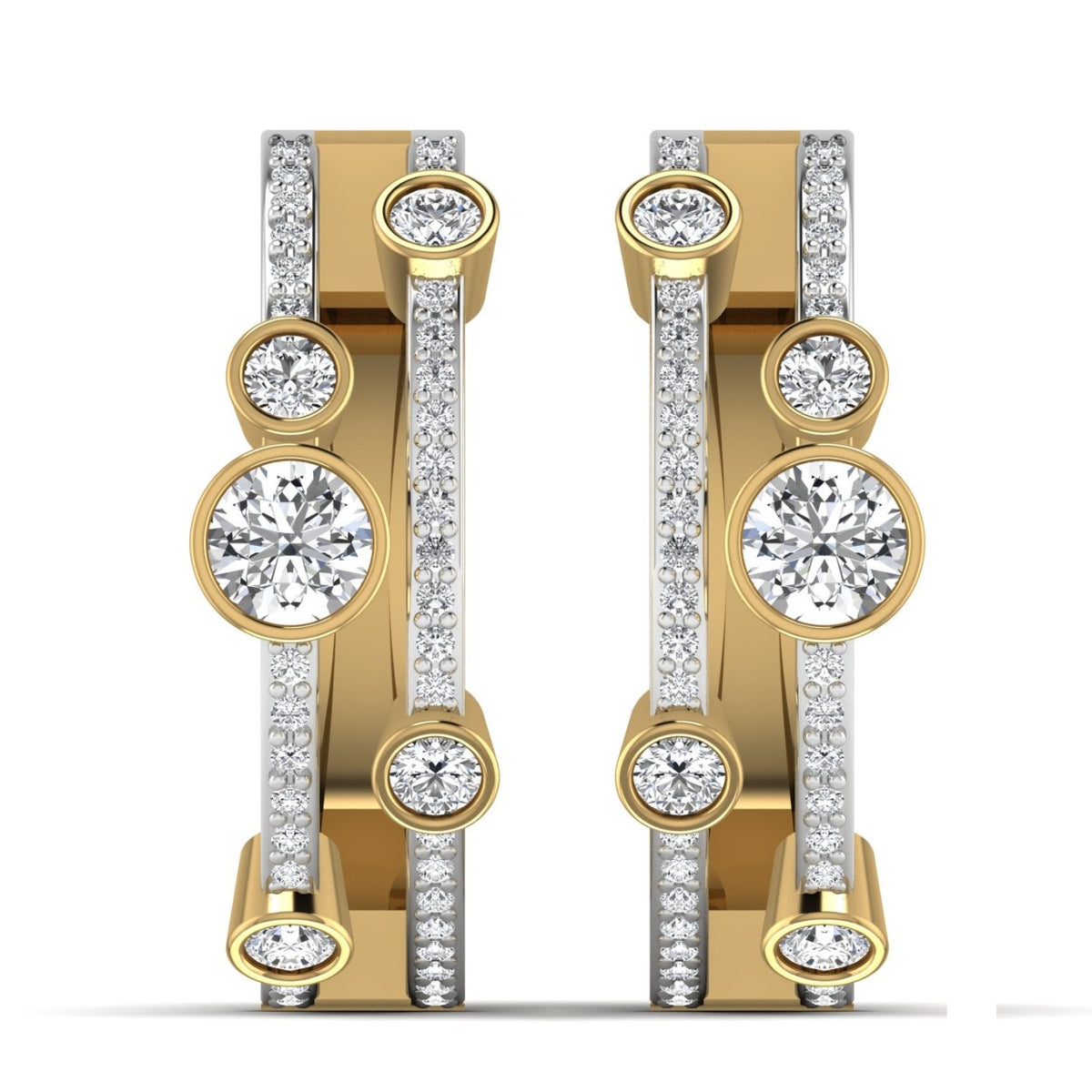 0.70ct Diamond Bubble Hoop Earrings Yellow Gold