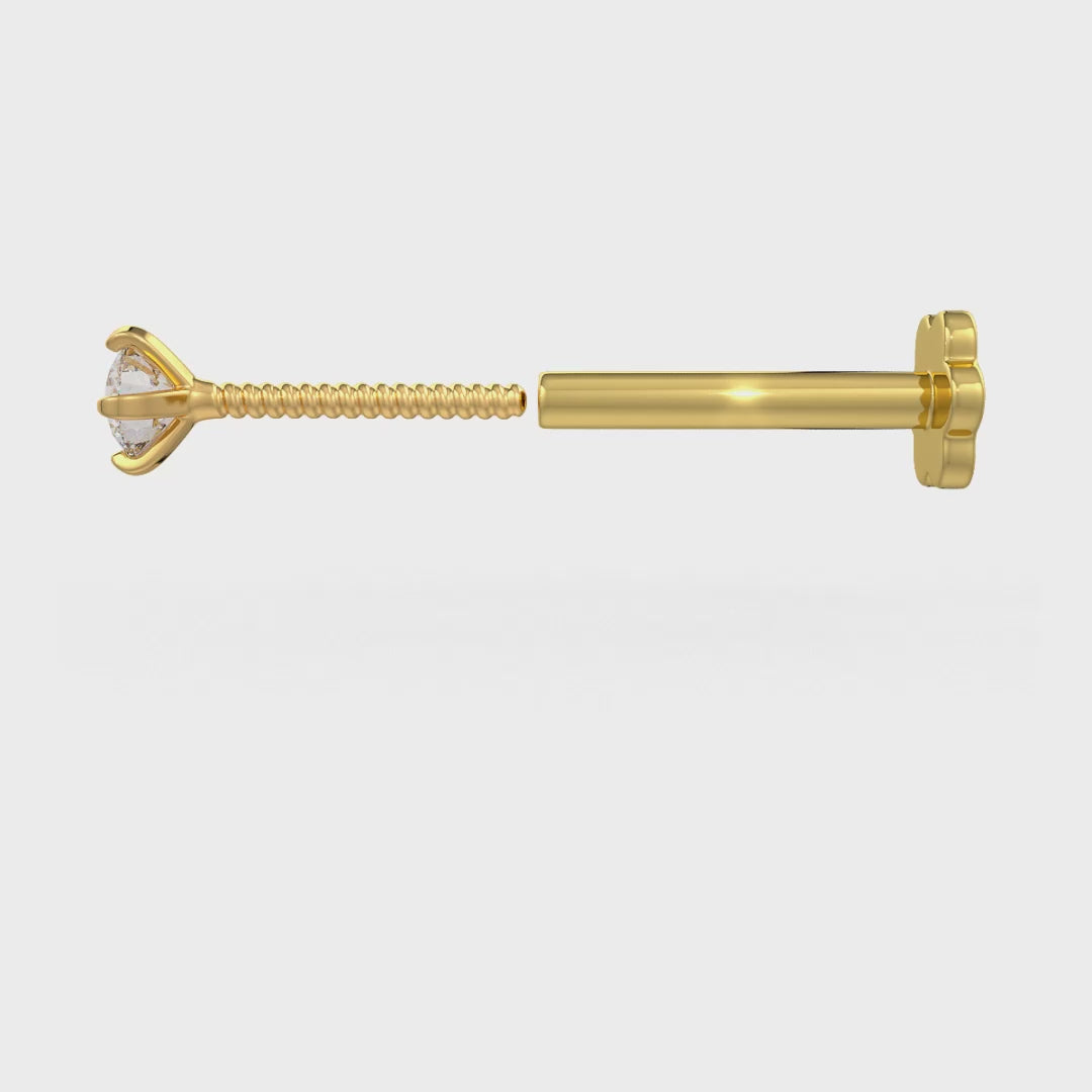 Klassischer Solitär-Nasenstecker mit Diamant in 18 Karat Gelbgold
