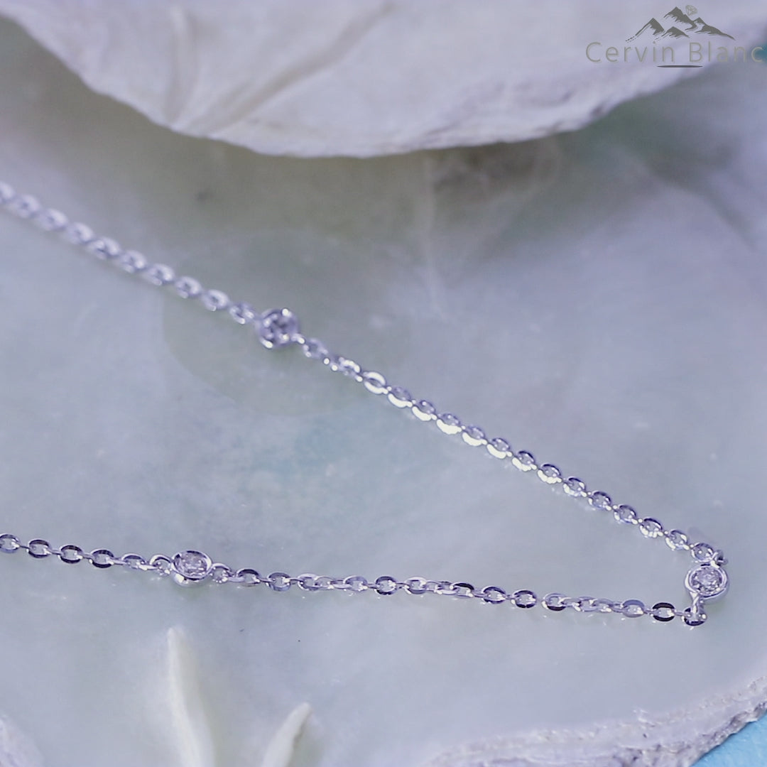 18ct White Gold Diamond Chain Necklace 0.55ct by the yard 20 inch