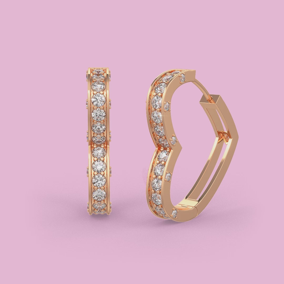 1ct Diamond Heart Earrings Rose Gold