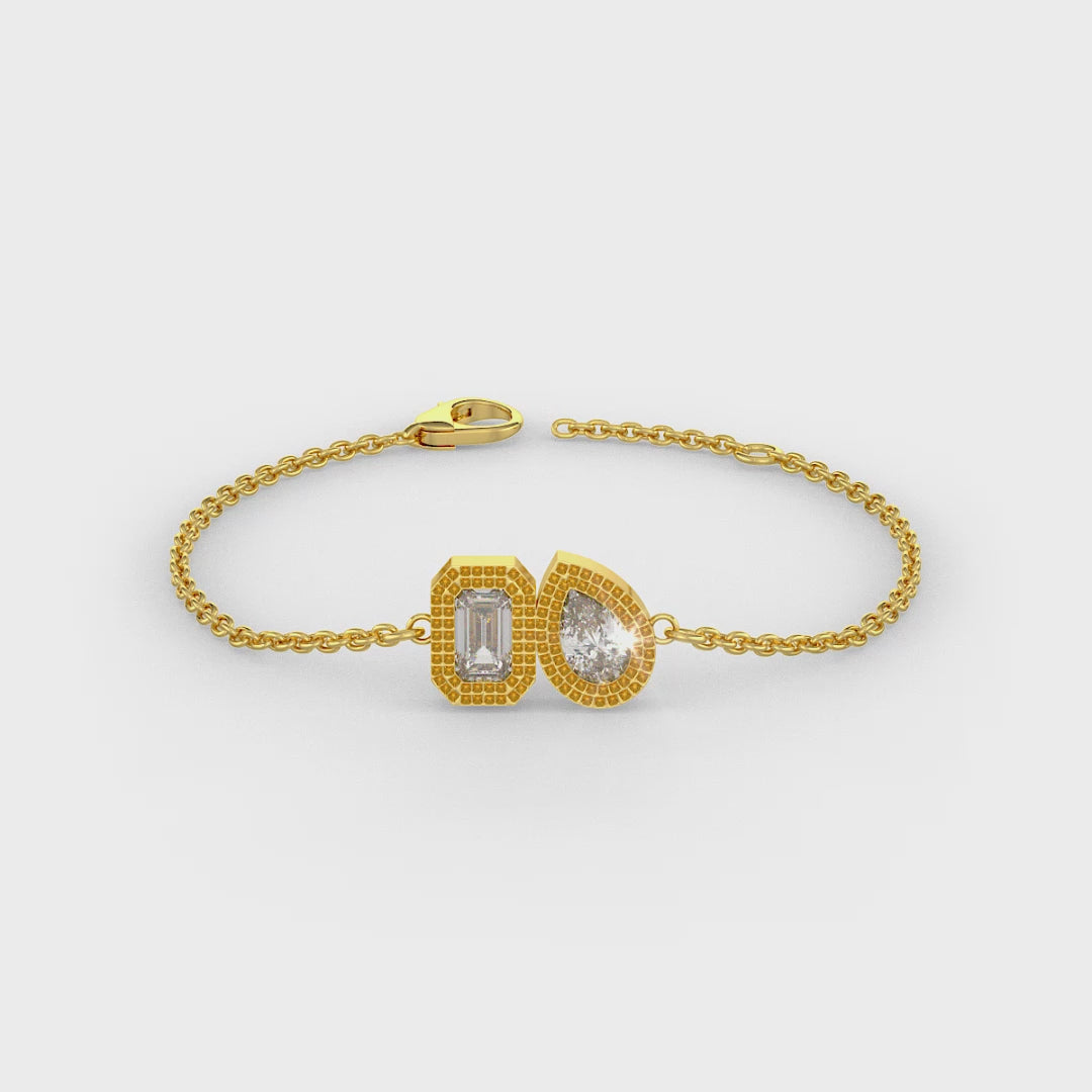 Bracelet Toi Et Moi en or jaune 18 carats serti de diamants (0,40 ct).