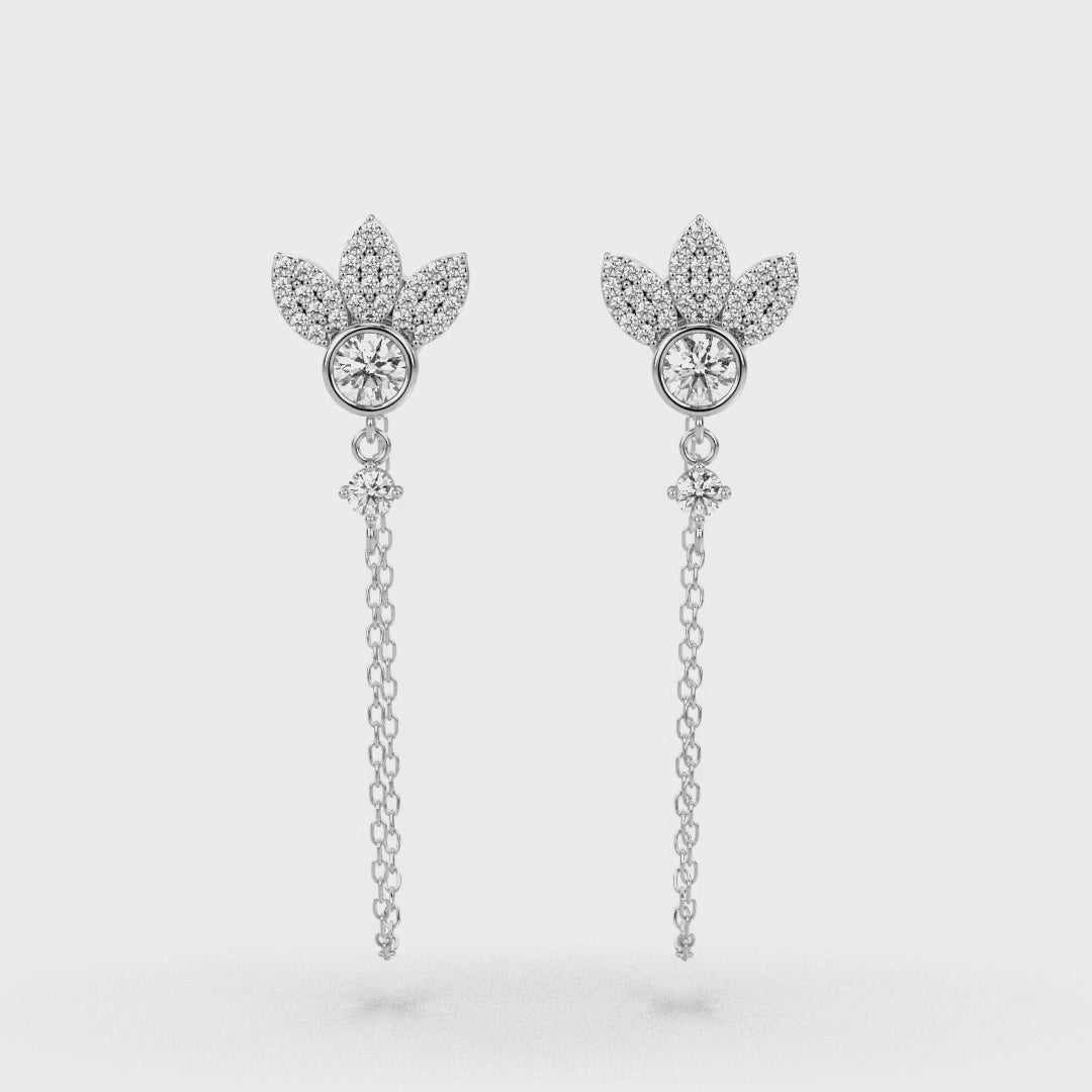 Lotus Diamant-Ohrringe aus Weißgold
