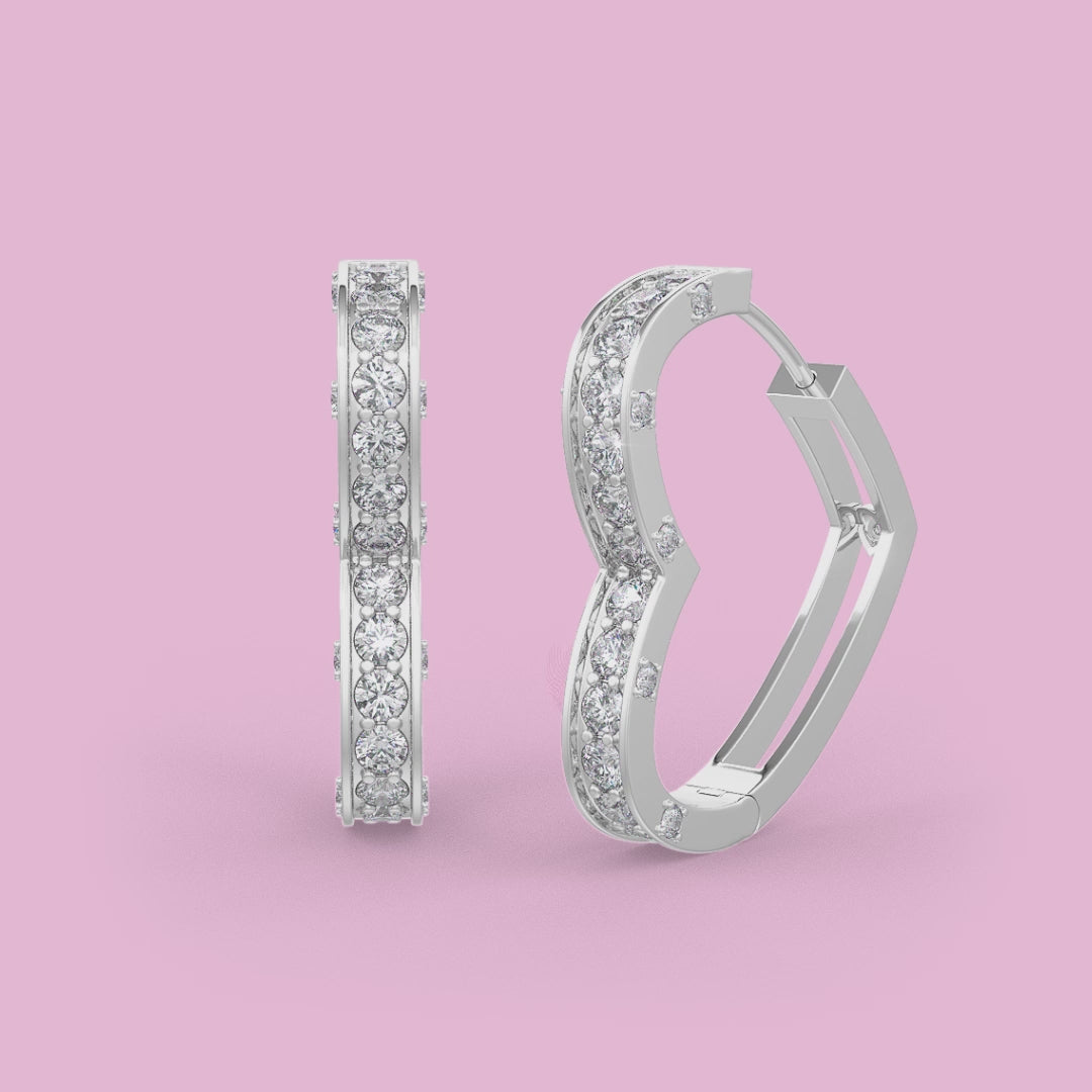 1ct Diamond Heart Earrings White Gold