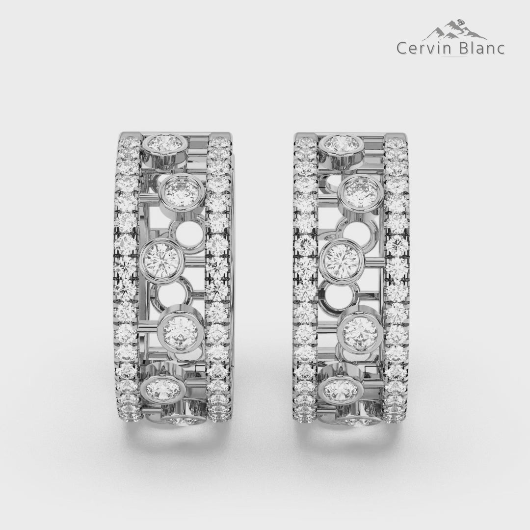 1ct Diamond Bubble Hoop Earrings White Gold