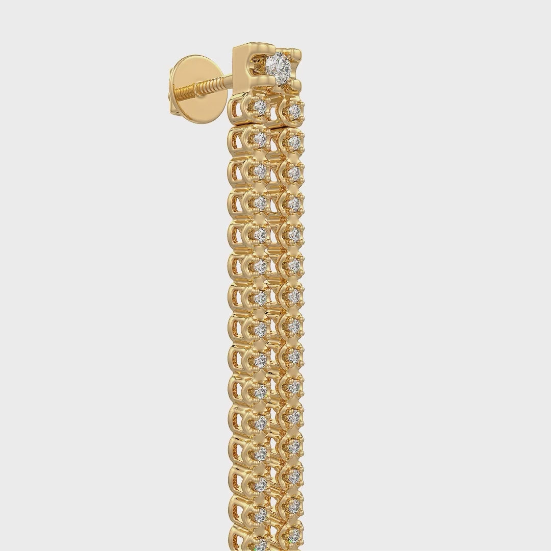 Chic long drop diamond earrings