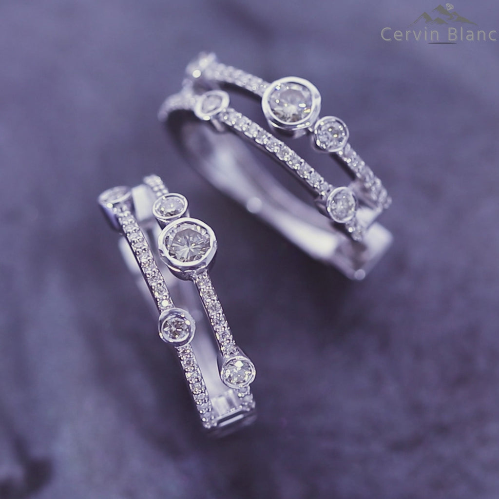 Boucles d'oreilles créoles en or blanc avec diamant bulle de 1 carat