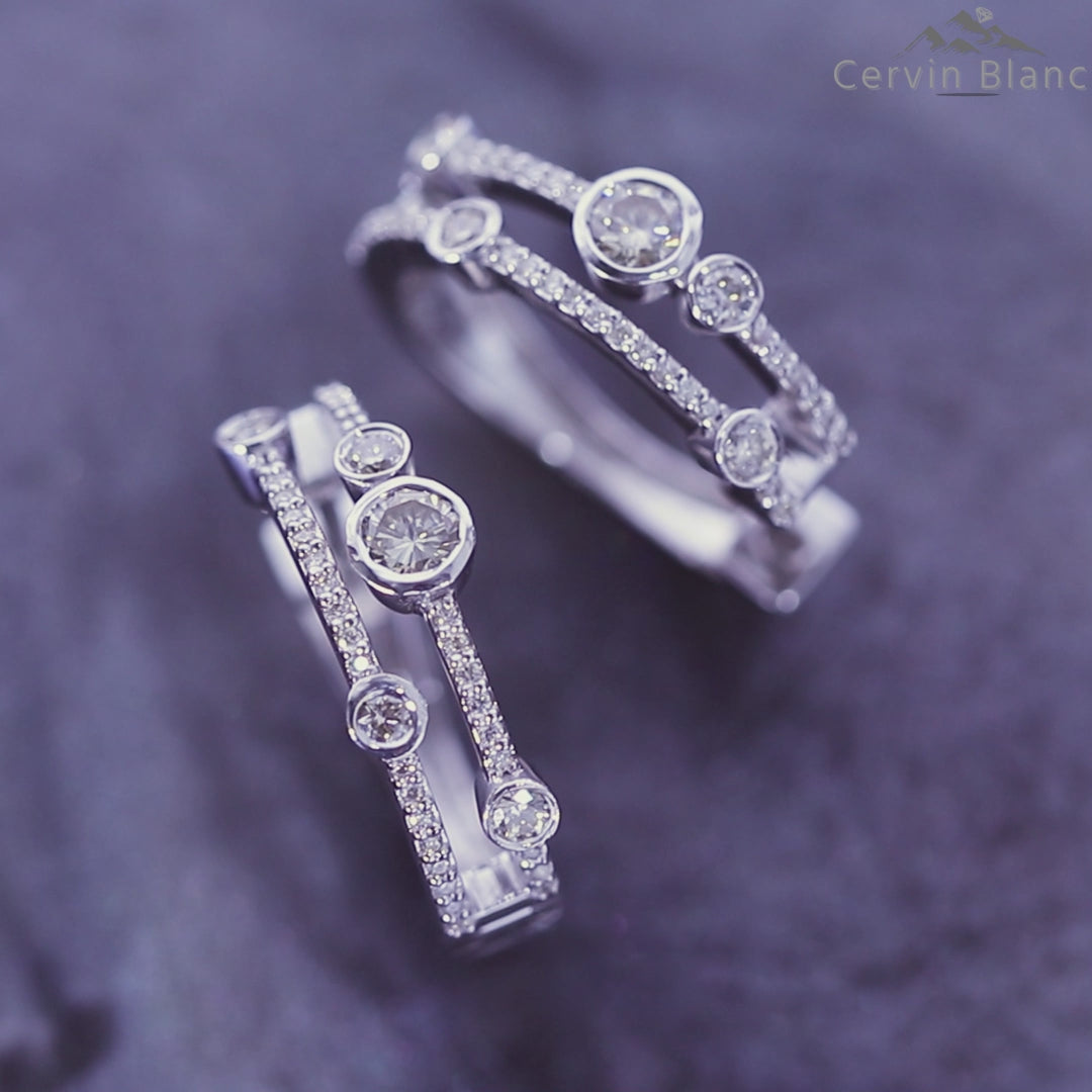 Boucles d'oreilles créoles en or blanc avec diamant bulle de 1 carat
