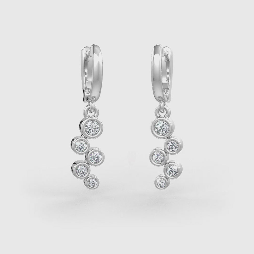 Bubble Diamond Hoop Earrings White Gold