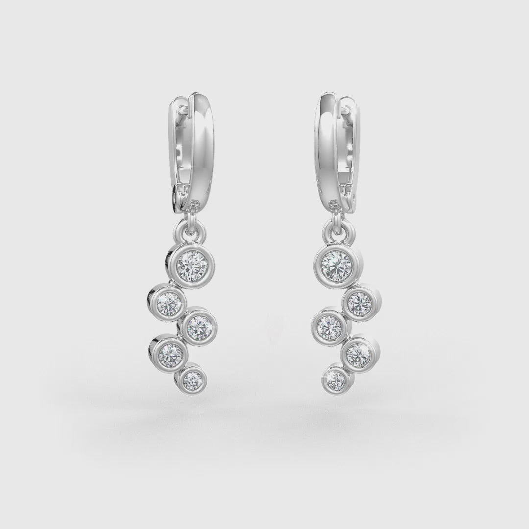 Bubble Diamond Hoop Earrings White Gold