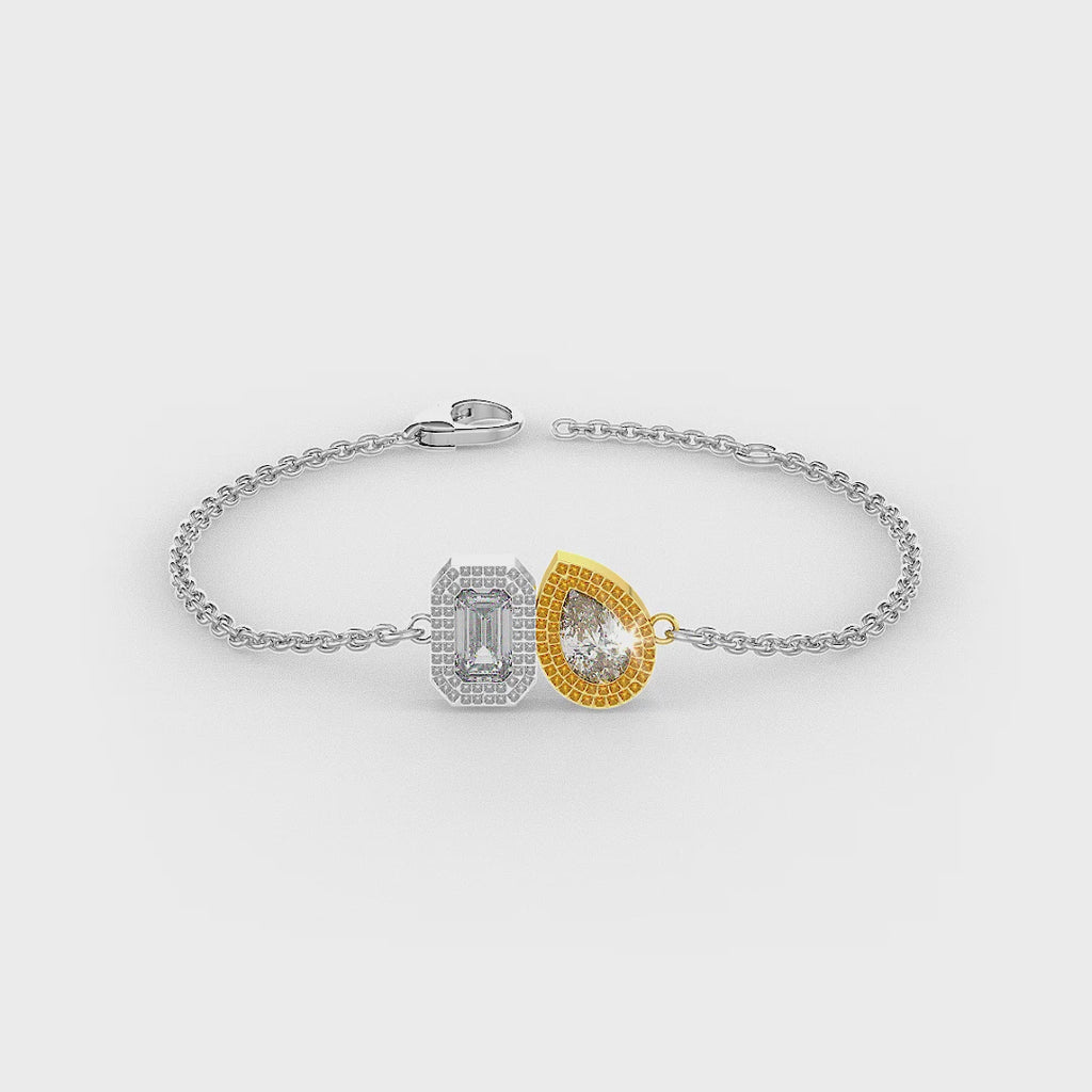 Bracciale Toi Et Moi con diamanti da 0,40 ct in oro bianco 18 ct bicolore