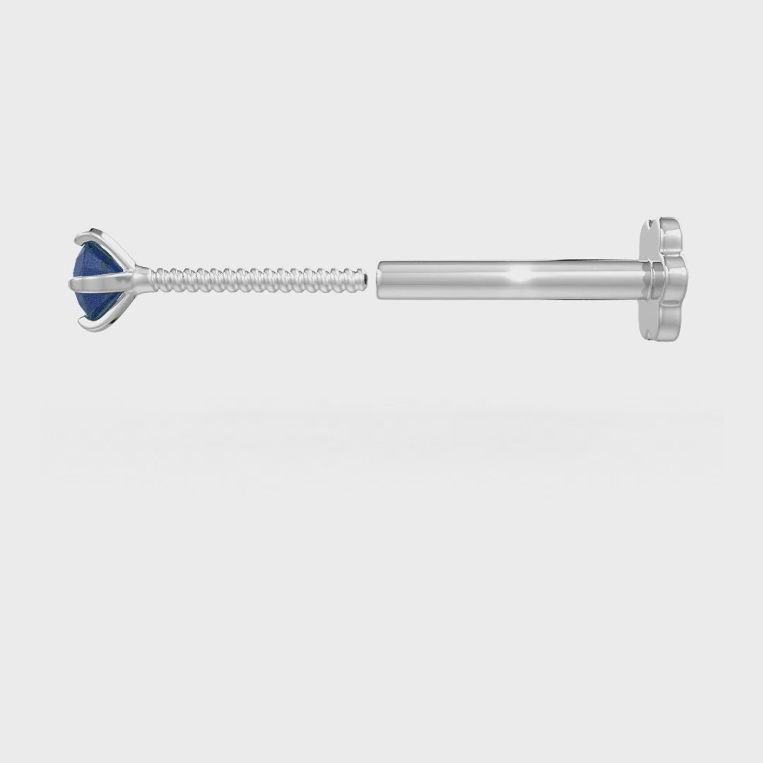 Blue Sapphire and White Gold Nose Stud