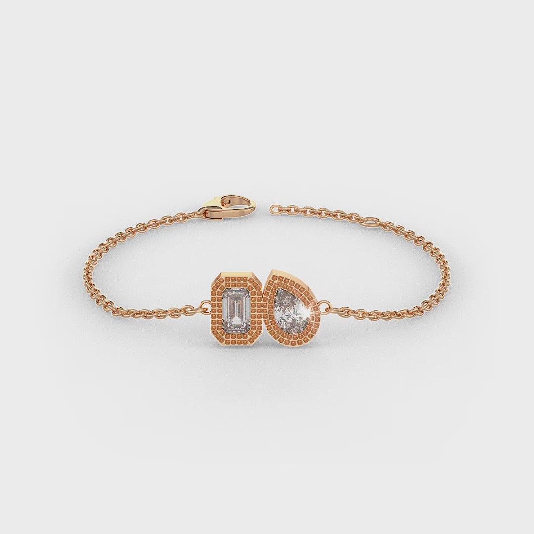 Bracelet Toi Et Moi en or rose 18 carats serti de diamants (0,40 ct).