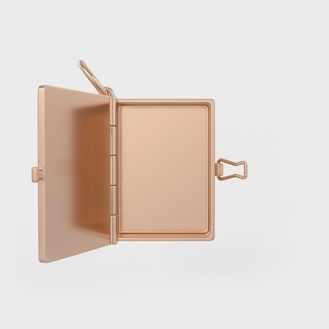 18ct rose gold book charm with diamonds