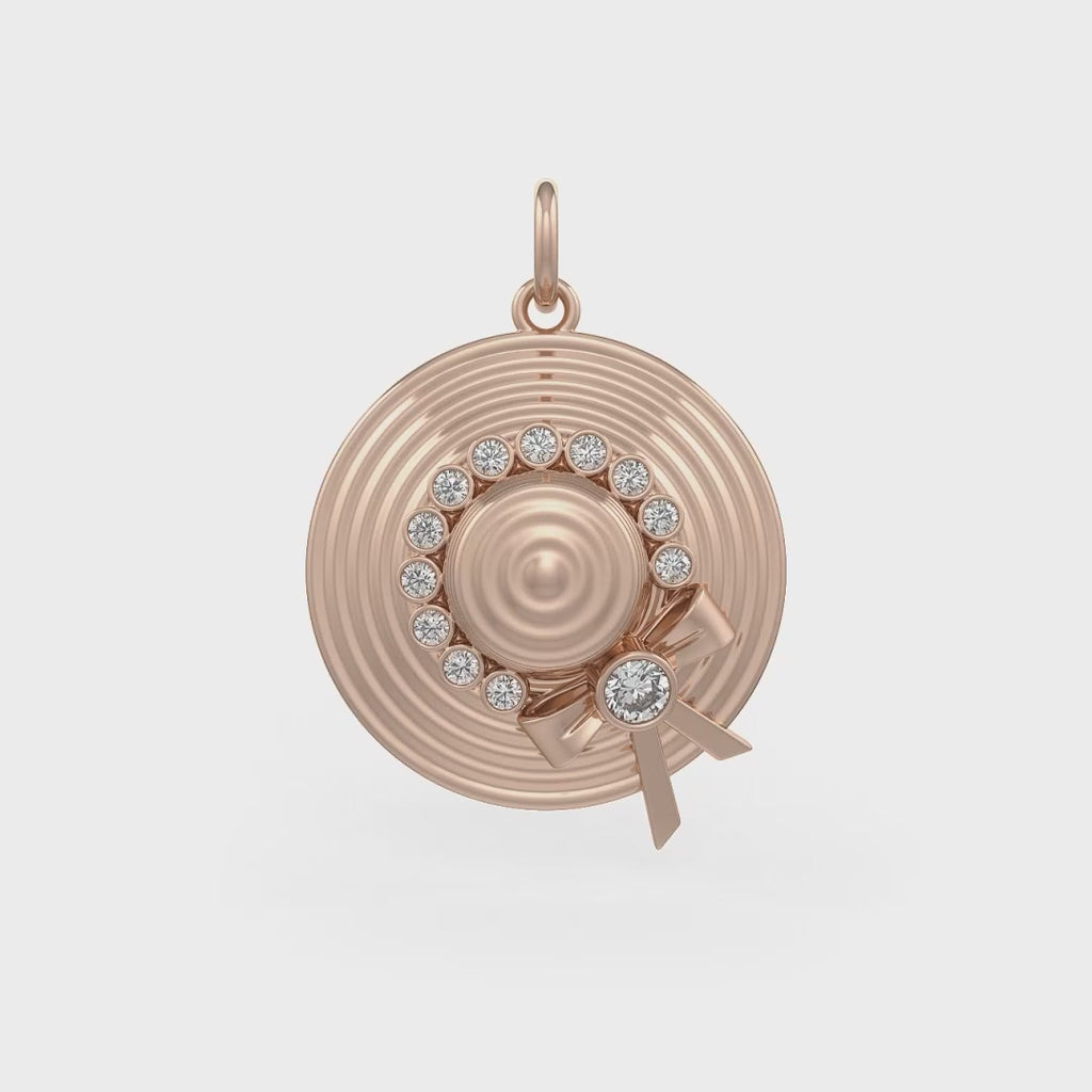Diamond Charm Hat in 18ct Rose Gold Jane Austen Homage Gold Pendant
