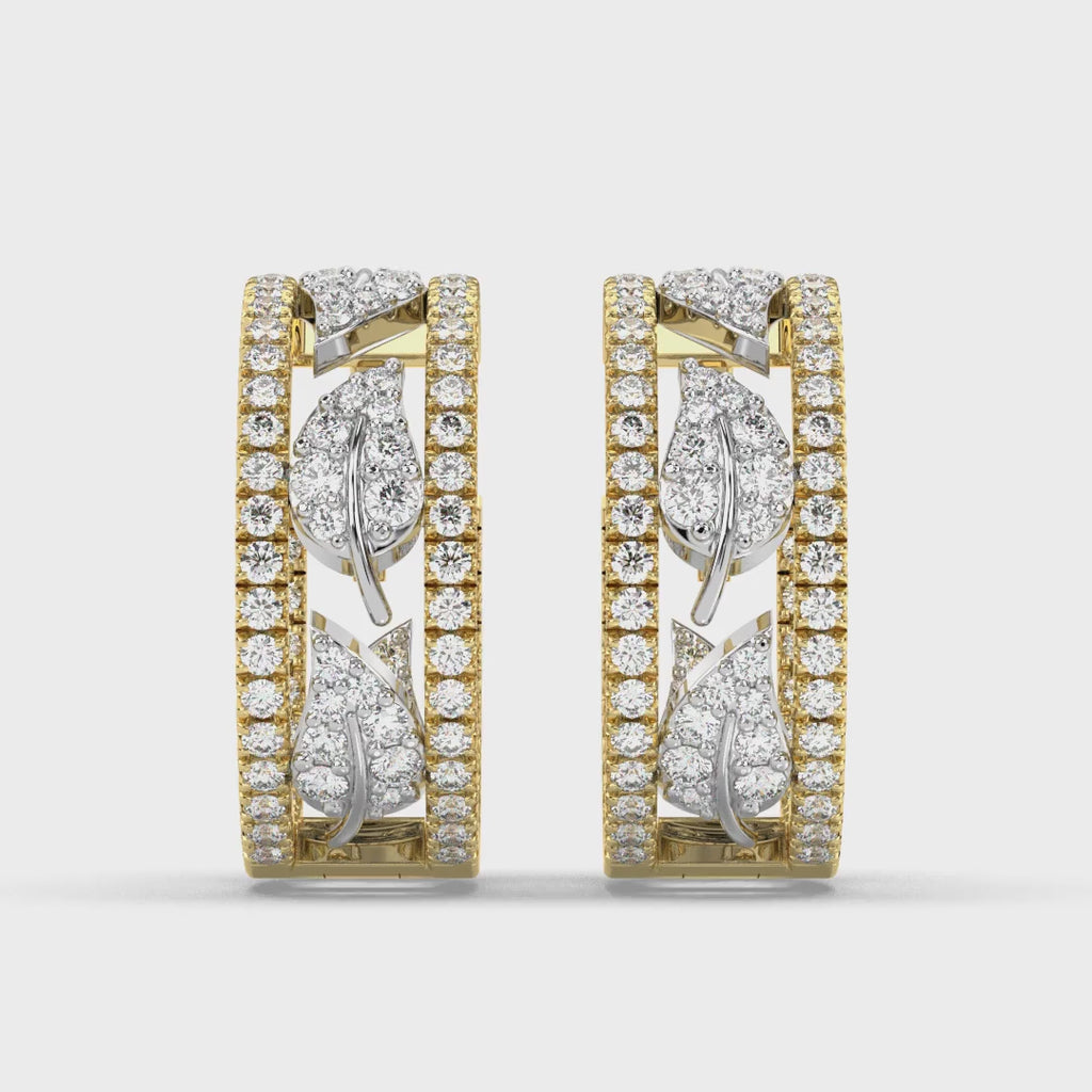 Schneeblatt-Diamant-Creolen, zweifarbig, Gold