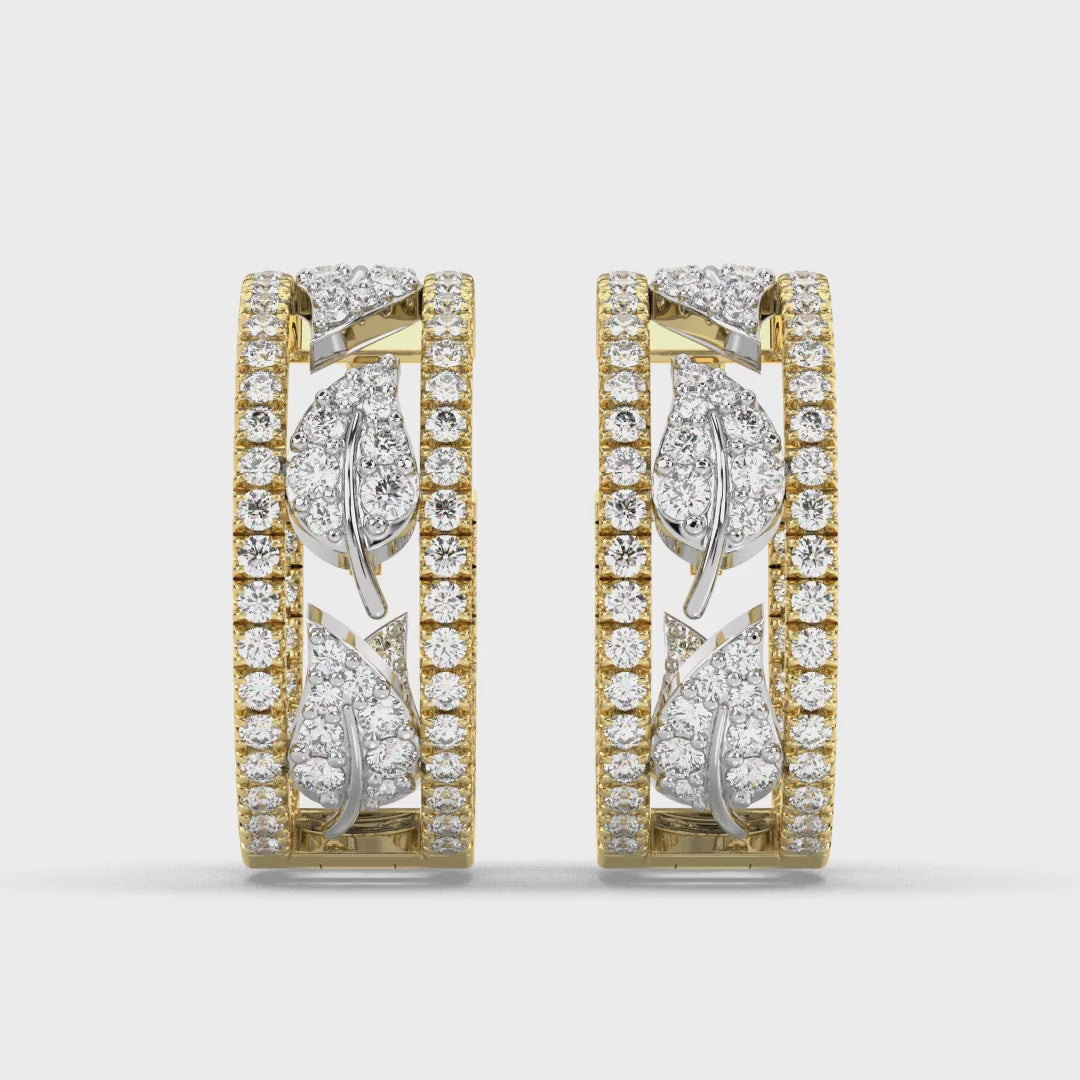 Schneeblatt-Diamant-Creolen, zweifarbig, Gold