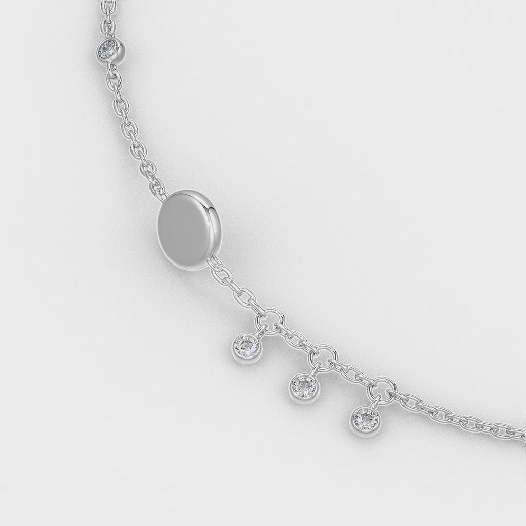 Elegant charm disc diamond bracelet