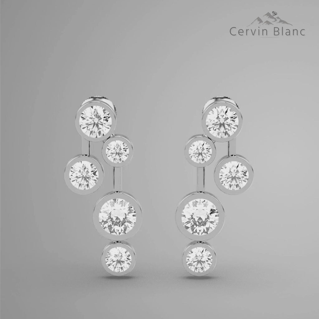  Orecchini a bolla con diamanti da 1,50 ct in oro bianco
