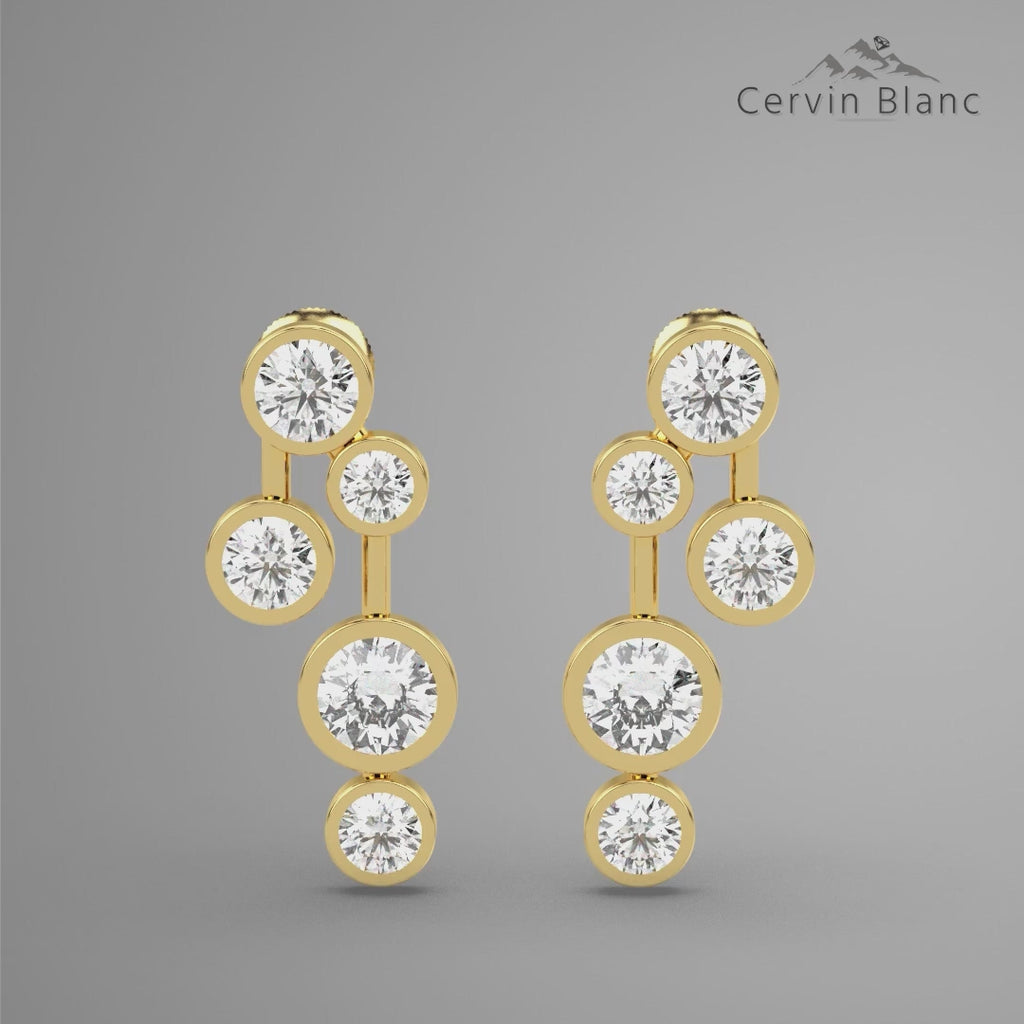  Orecchini a bolla con diamanti da 1,50 ct in oro giallo