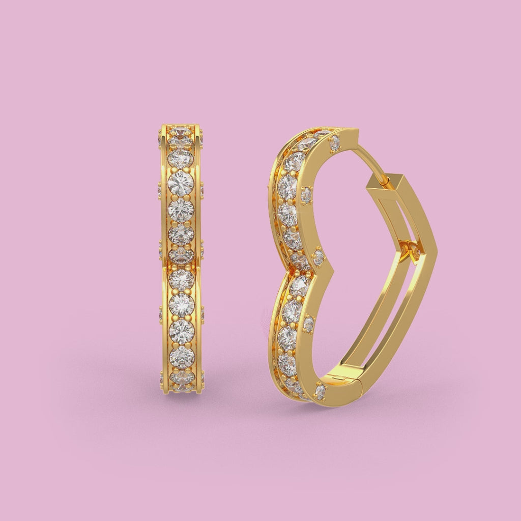 1 Karat Diamant-Herzohrringe aus Gelbgold