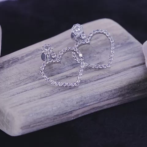 0.85ct Twin Heart Earrings White Gold
