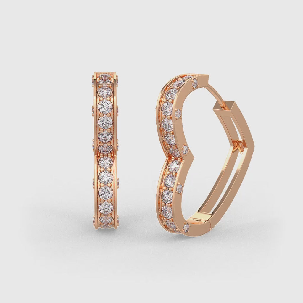 1ct Diamond Heart Earrings Rose Gold