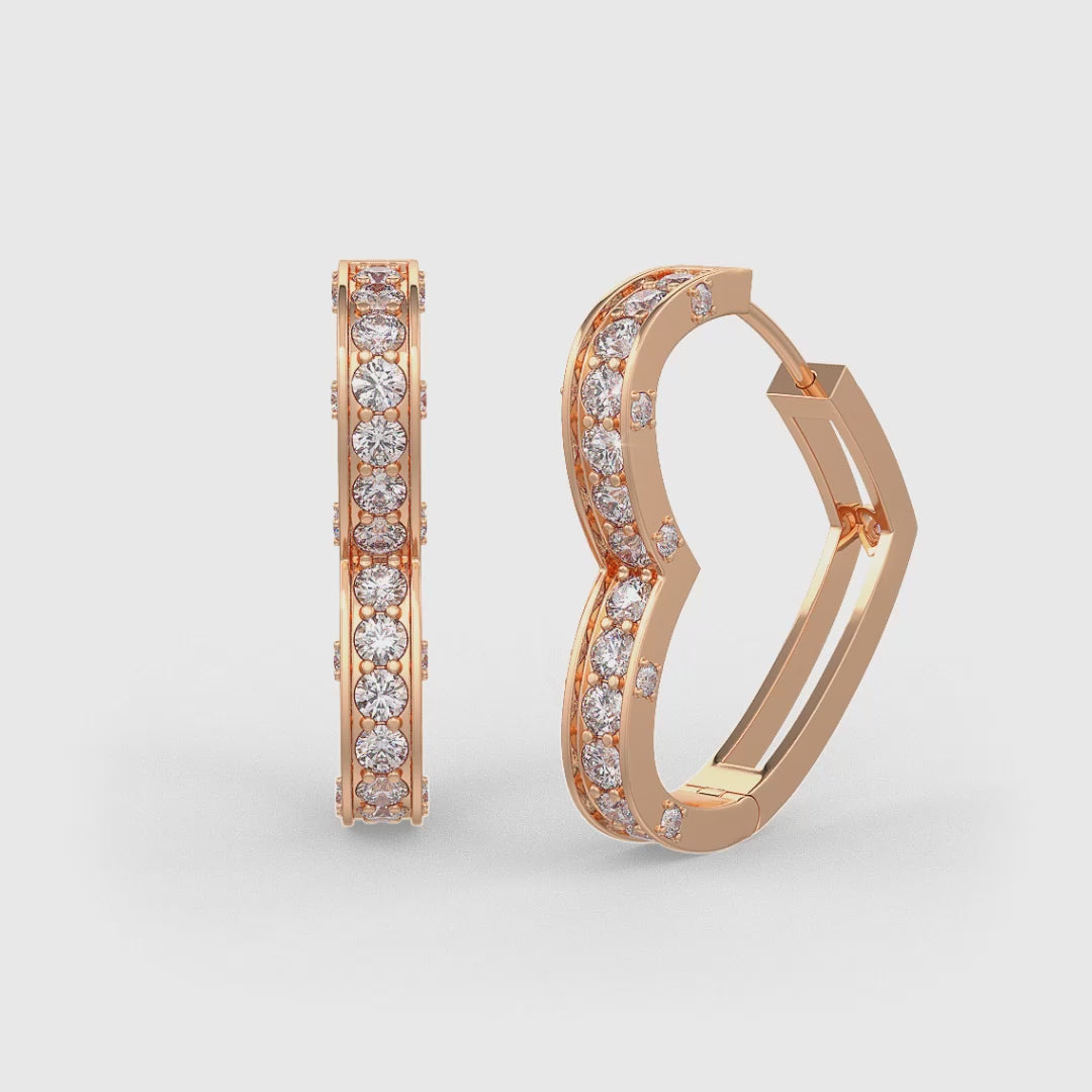 1ct Diamond Heart Earrings Rose Gold