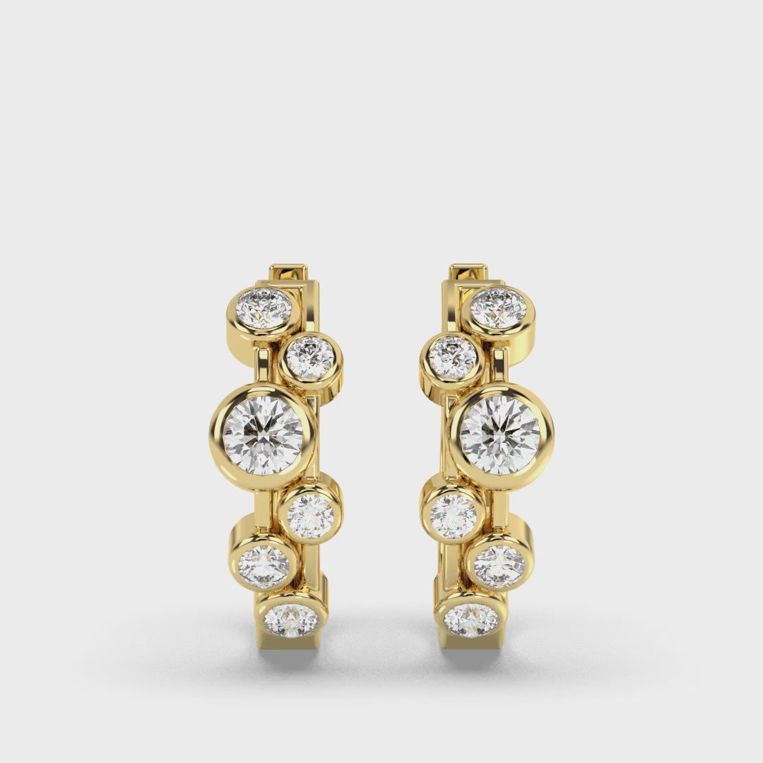 0.50ct Diamond Bubble Hoop Earrings Yellow Gold