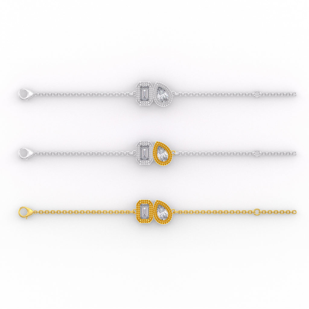  Bracciale Toi Et Moi con diamanti da 0,40 ct in oro bianco 18 ct bicolore