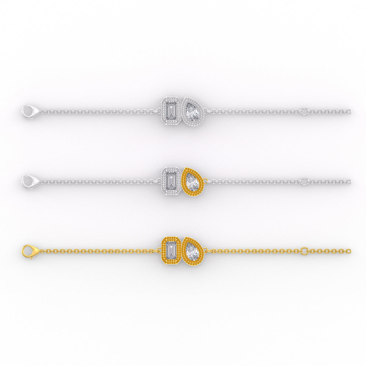  Bracciale Toi Et Moi con diamanti da 0,40 ct in oro bianco 18 ct bicolore