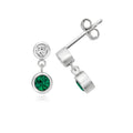 0.65ct LAB GROWN DIAMOND & EMERALD DROP EARRINGS IN SILVER