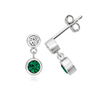 0.65ct LAB GROWN DIAMOND & EMERALD DROP EARRINGS IN SILVER