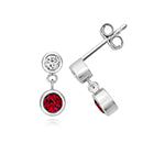Sparkling 0.75ct Lab Diamond & Ruby Silver Drop Earrings